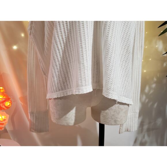 We The Free People Wildcat Thermal Waffle Knit Raw Hem Oversized Top Size XS - Picture 8 of 12